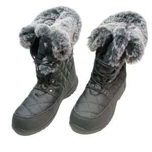Arctic Shield Womens Black Quilted Faux Fur Winter Snow Boots ASW-B104-BLK Sz 9M